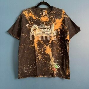 Distressed‎ T Shirt Men's Size Large Black Bleach The Food That Built America